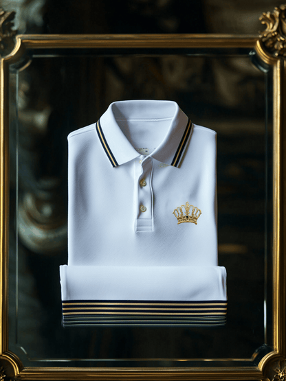 Men's Business Casual Badge Button Short Sleeve Polo Shirt