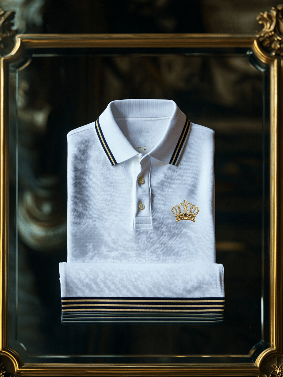 Men's Business Casual Badge Button Short Sleeve Polo Shirt