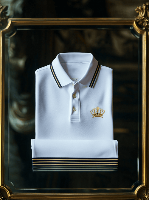 Men's Business Casual Badge Button Short Sleeve Polo Shirt