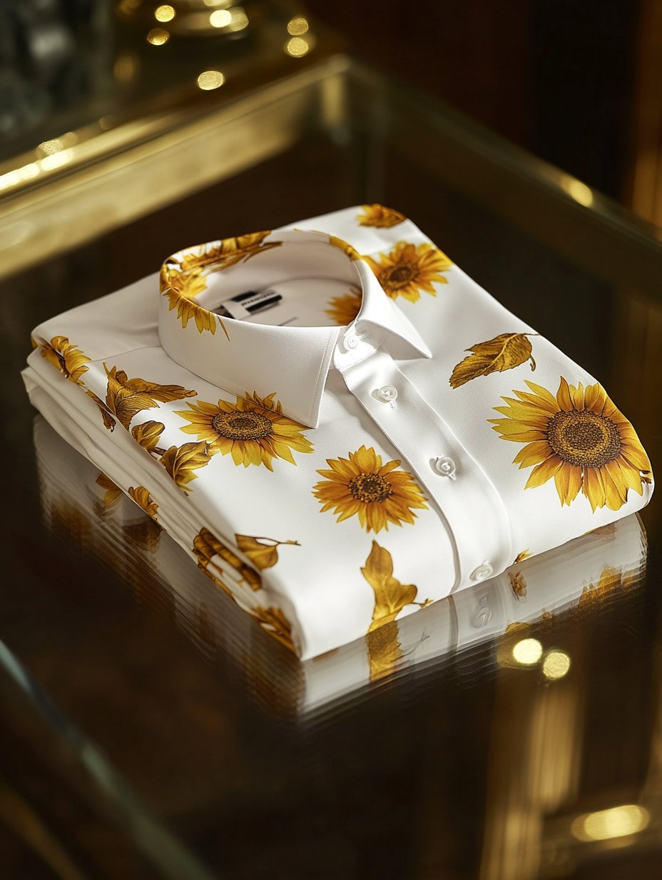 Men's Business Casual Floral Lapel Short Sleeve Shirt