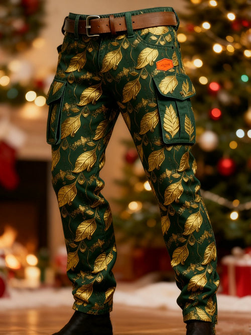 Men's Retro Christmas Print Cargo Pants
