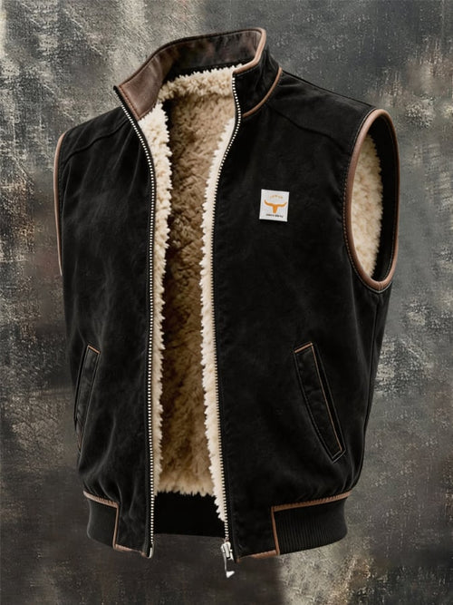 Men's Vintage-Style Faux Suede Outdoor Warm Vest