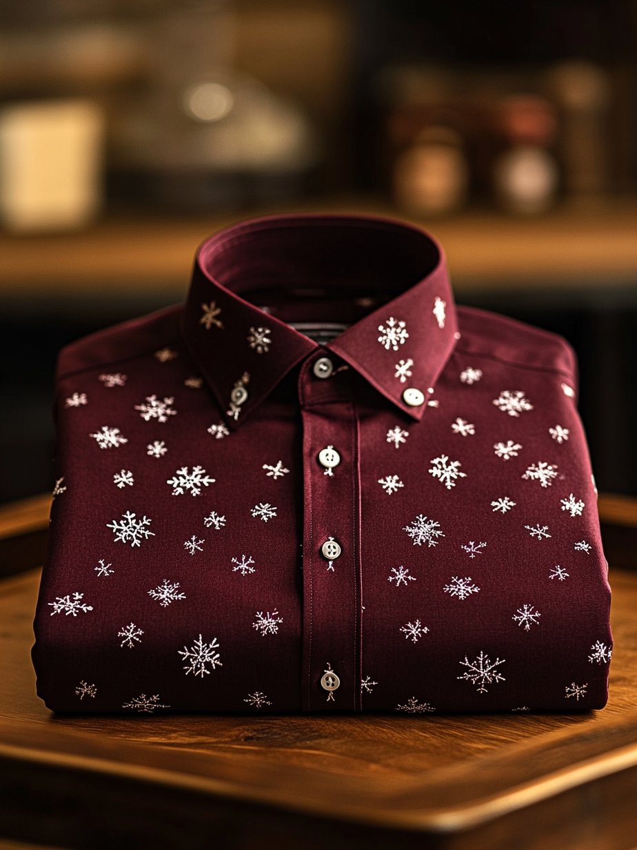 Men's Business Christmas Print Long Sleeve Shirt