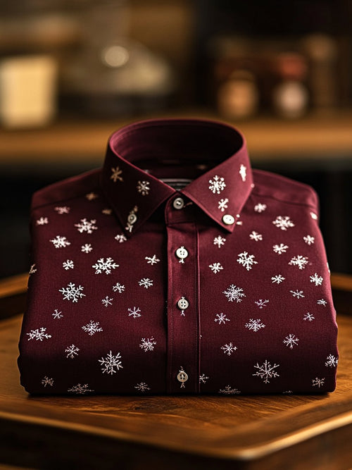 Men's Business Christmas Print Long Sleeve Shirt