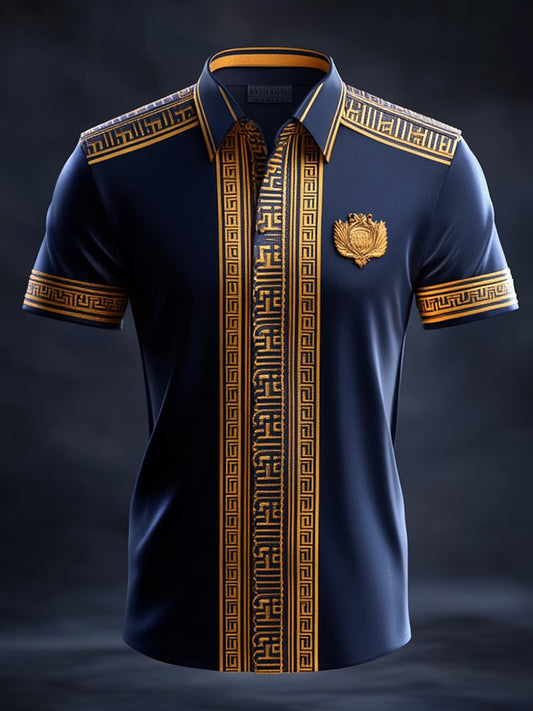 Men's Satin Luxe Print Short Sleeve Button Shirt