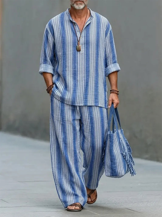 Comfortable Abstract Art Print Linen Pants Set