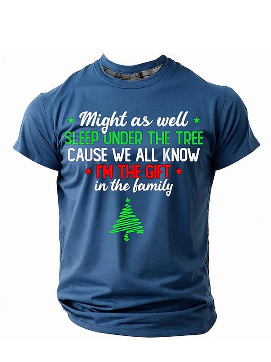 Men's Casual Retro Christmas Tree Print T-shirt