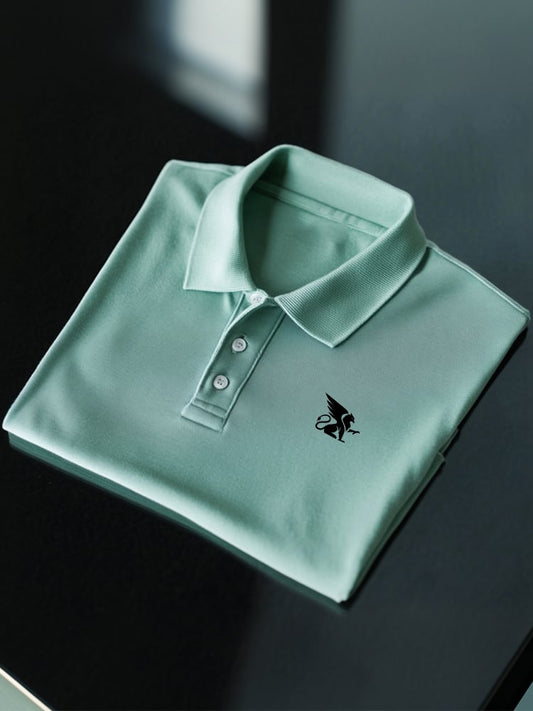 Men's Business Casual Logo Button Short Sleeve Polo Shirt