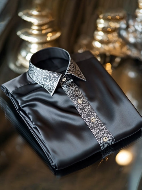 Men's Satin Luxury Business Long Sleeve Shirt