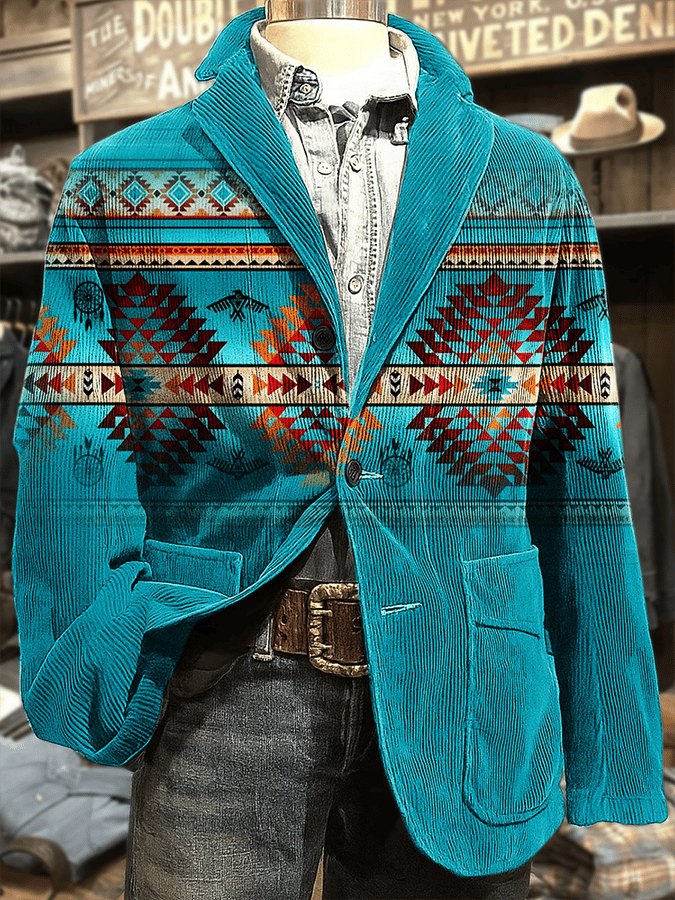 Men's Aztec Art Print Casual Coat