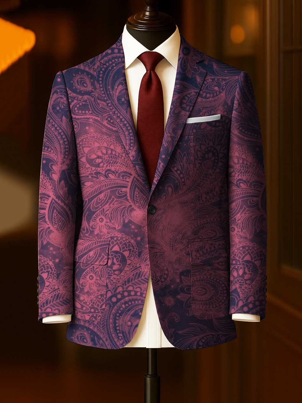 Men's Business Casual Large Pocket Print Blazers