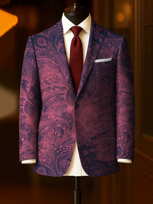 Men's Business Casual Large Pocket Print Blazers
