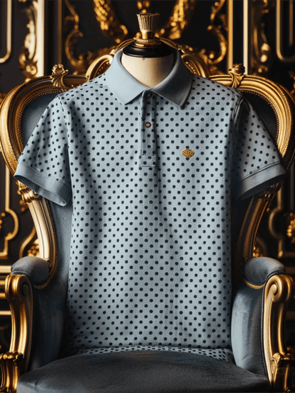Men's Business Casual Logo Button Short Sleeve Polo Shirt