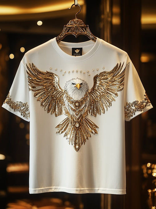 Men's Business Eagle Print Short Sleeve T-Shirt