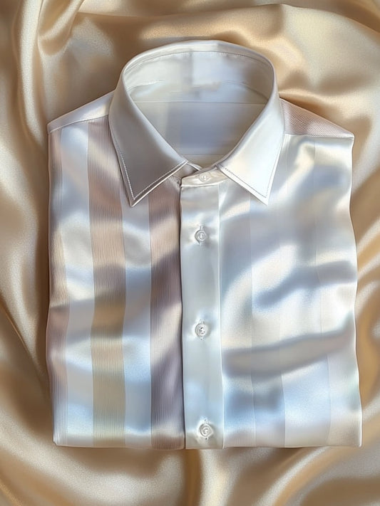 Men's Business Casual Striped Lapel Short Sleeve Shirt