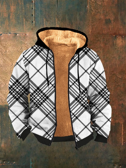 Men's Western Style Printed Casual Zip Hooded Jacket