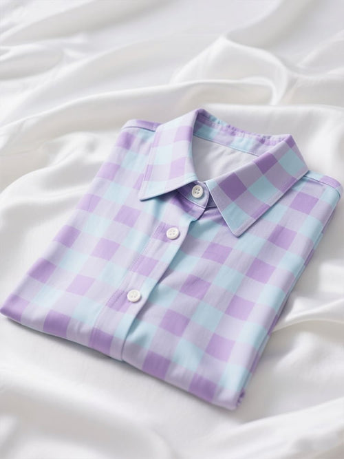 Men's Business Casual Plaid Lapel Short Sleeve Shirt