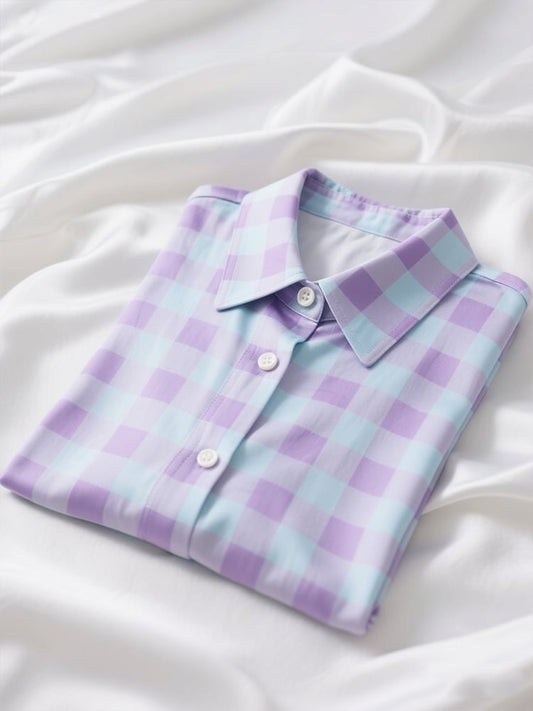 Men's Business Casual Plaid Lapel Short Sleeve Shirt