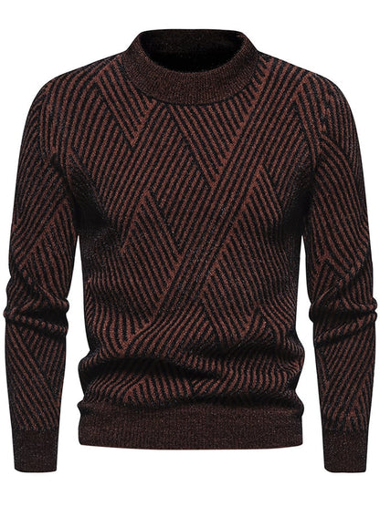 Men's Fashionable Patterned Pullover Long-Sleeved Sweater