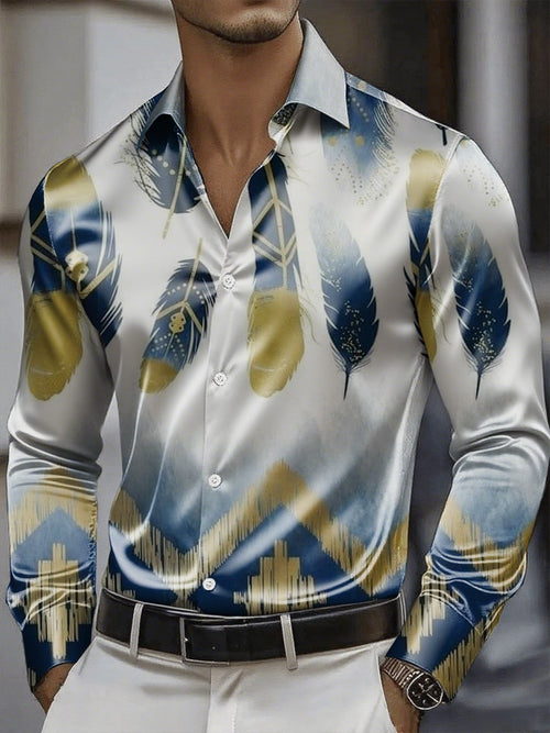 Men's Satin Luxe Long Sleeve Button Down Shirt