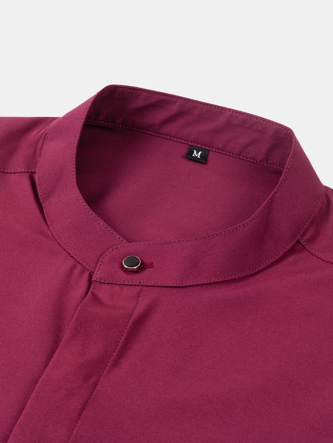 Non-Iron Hidden Placket Stand Collar Dress Shirt