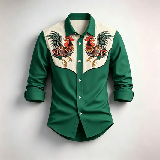 Men's Long-Sleeve Shirt with Animal Print
