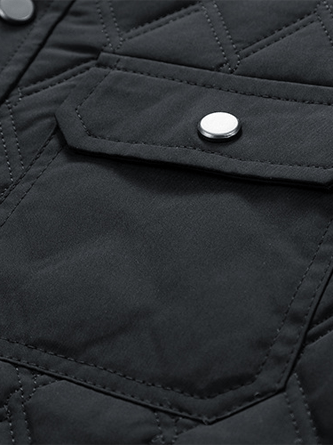 Men's Retro Diamond Pleated Cotton Multi-Pocket Casual Cotton Jacket