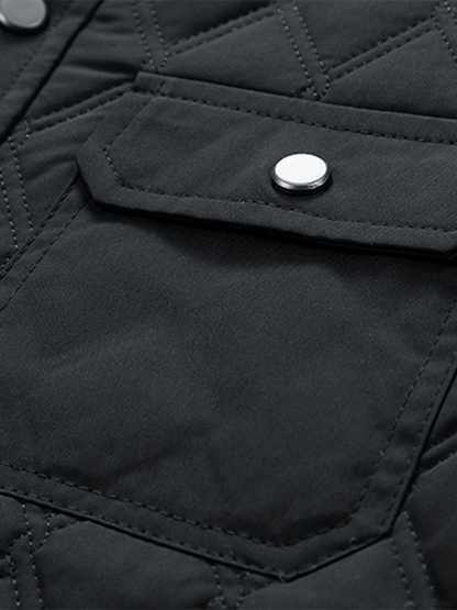 Men's Retro Diamond Pleated Cotton Multi-Pocket Casual Cotton Jacket