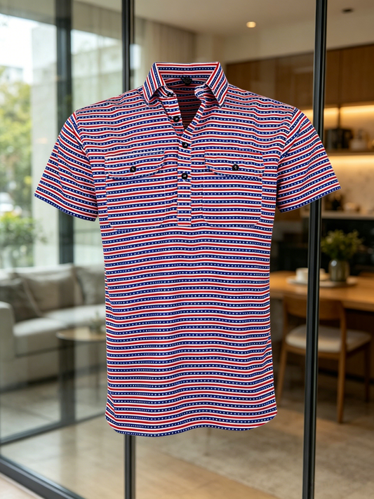 Men's Business Casual Button Short Sleeve Polo Shirt