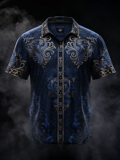 Men's Dark Gothic Skull Pattern Short Sleeve Shirt