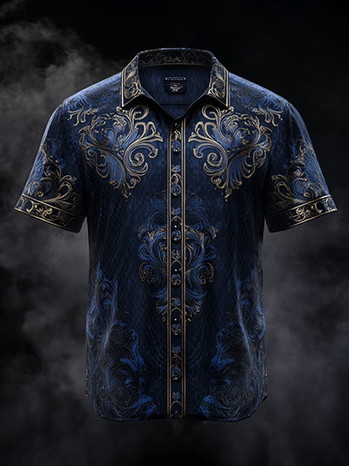 Men's Dark Gothic Skull Pattern Short Sleeve Shirt