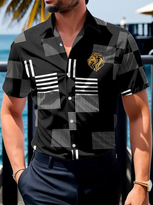 Men's Fashion Casual Business Geometric Shirt