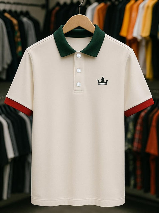 Men's Business Casual Logo Button Short Sleeve Polo Shirt