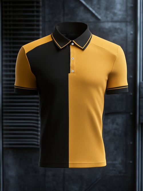 Men'S Casual Classic Contrast Color Print Business Short-Sleeved Polo Shirt