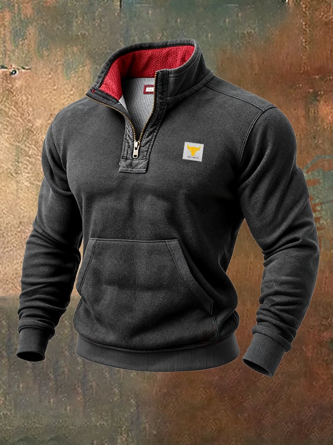 Men's Retro Contrast Color Comfort Zip-Up Sweatshirt