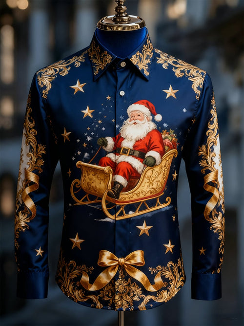 Men's  Christmas Long Sleeve Button-Down Shirt