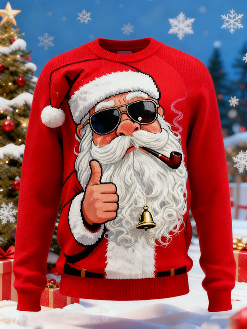 Men's Cartoon Print Ugly Xmas Pullover Sweater