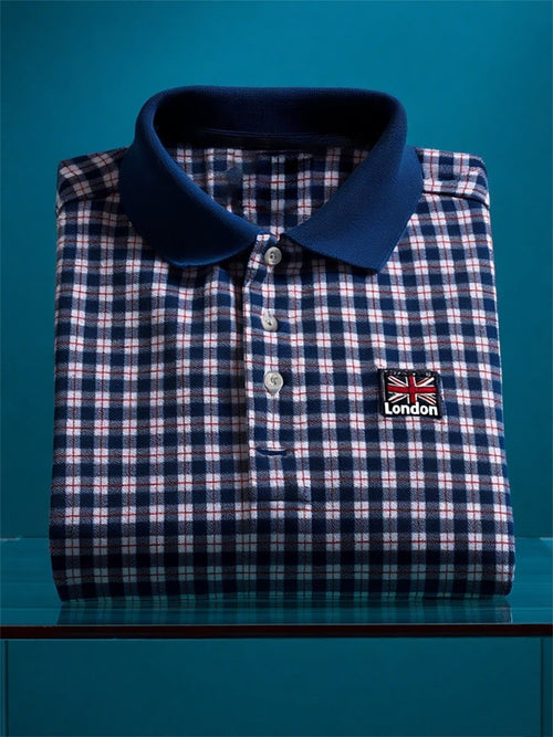 Men's Business Casual Union Jack Button Short Sleeve Polo Shirt
