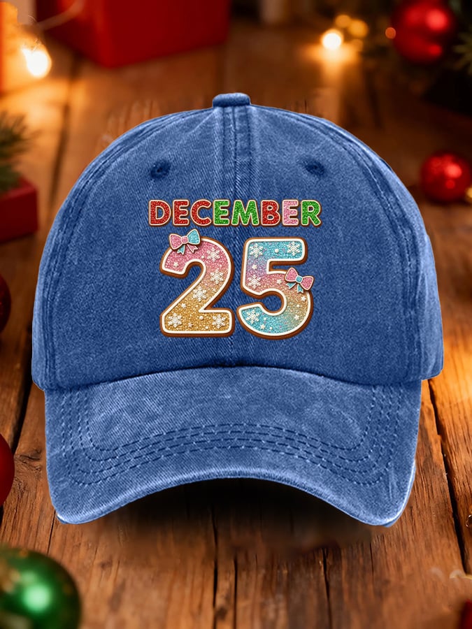 Retro Christmas December 25 Print Baseball Cap