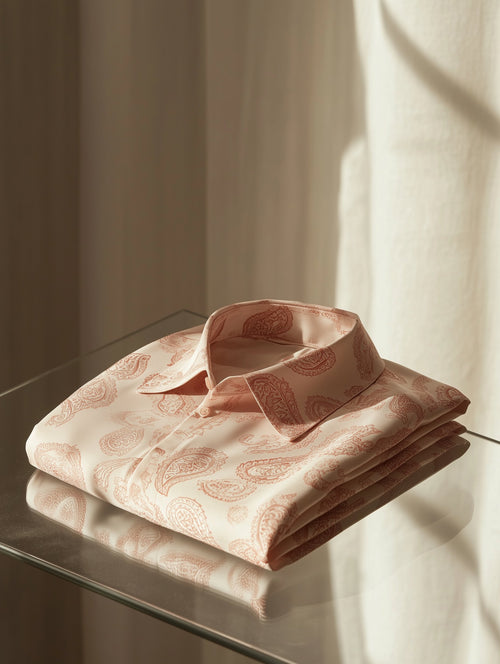 Men's Business Casual Italy Paisley Old Money Lapel Short Sleeve Shirt
