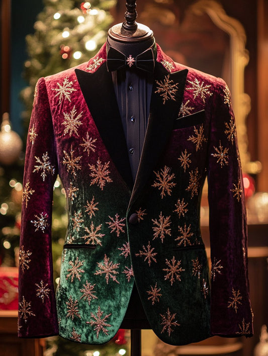 Men's Christmas Luxury Business Print Blazers