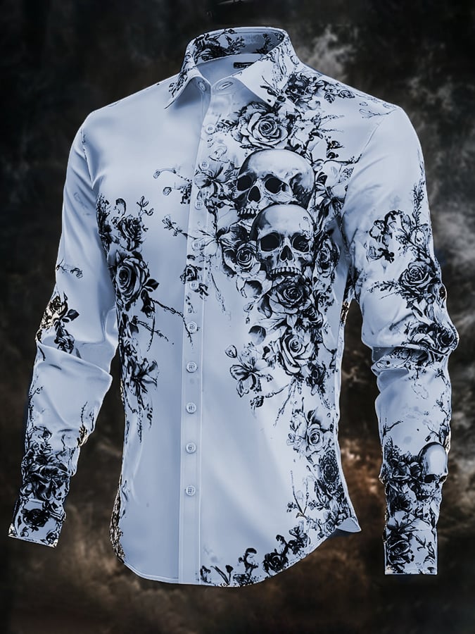 Men's Vintage Art Skull Shirt