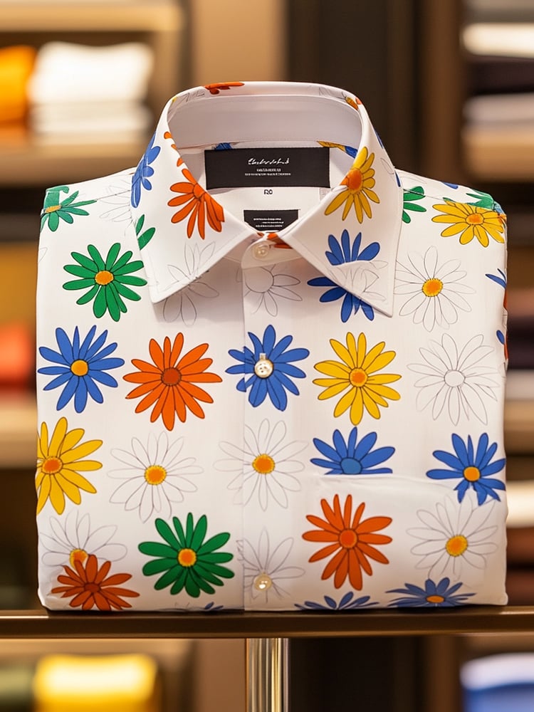 Men's Casual Printed Long Sleeve Shirt