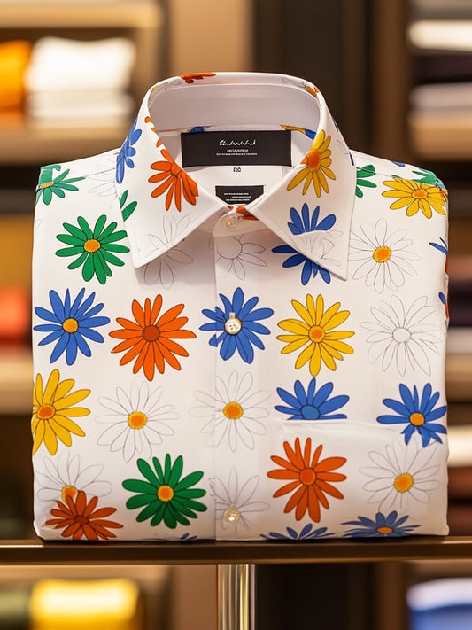 Men's Casual Printed Long Sleeve Shirt