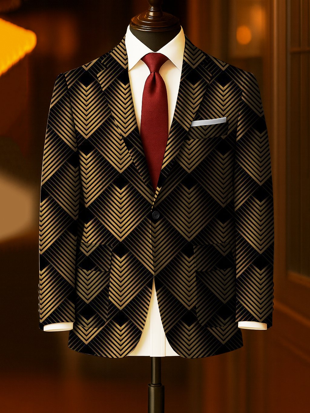 Men's Business Casual Large Pocket Print Blazers
