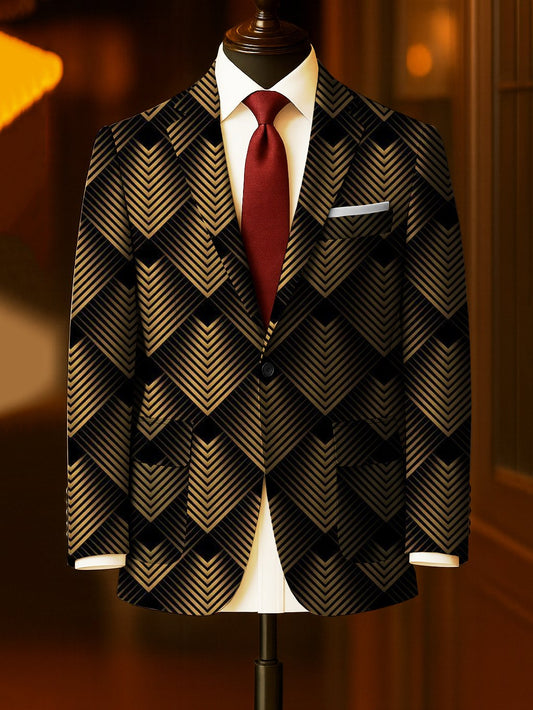 Men's Business Casual Large Pocket Print Blazers