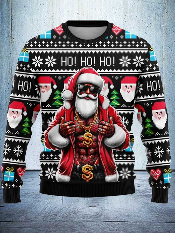 Men's Christmas Print Casual Knit Top