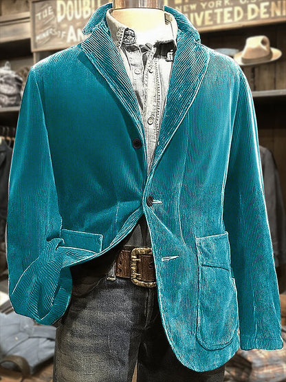 Men's Retro Western Solid Color Casual Jacket