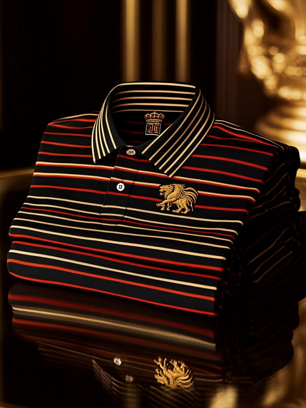 Men's Business Casual Logo Button Short Sleeve Polo Shirt