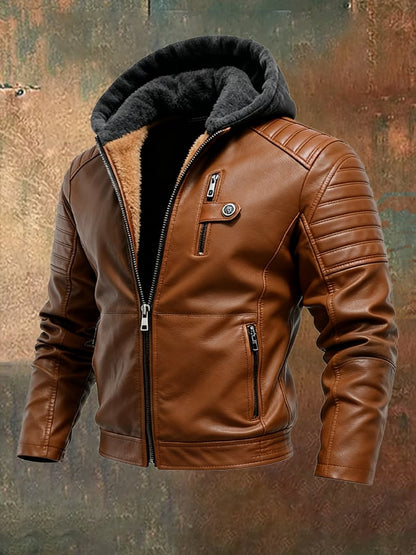 Men's Vintage Leather Multi-Pocket Outdoor Jacket